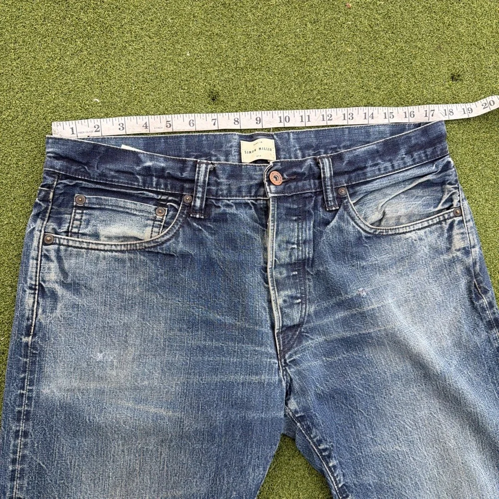 Simon Miller Jeans Mens 34x34 Blue Selvedge Gunnison 001 Narrow Made in USA